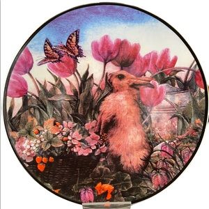 “Garden Friends” Bunny Rabbit large platter/plate 12.5 in ceramic by WCL